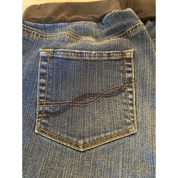 Oh Baby Maternity Denim Capris Jeans Pants  Size Large Wide Elastic Waist - Picture 5 of 7